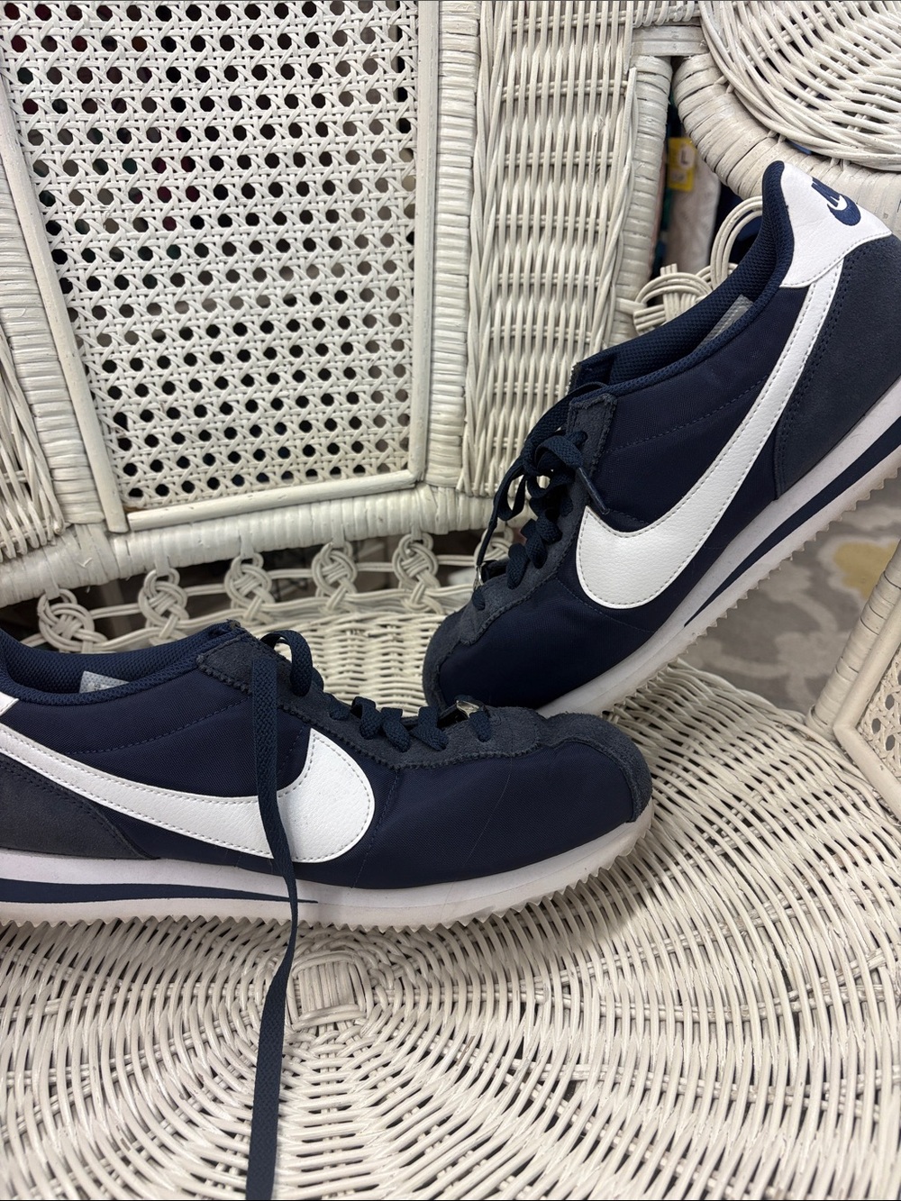 Nike Navy and White Cortez-Inspired Low Top Sneakers